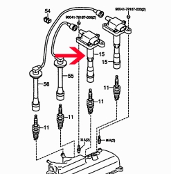 Ignition coil for engine HC with 2 ignition coils